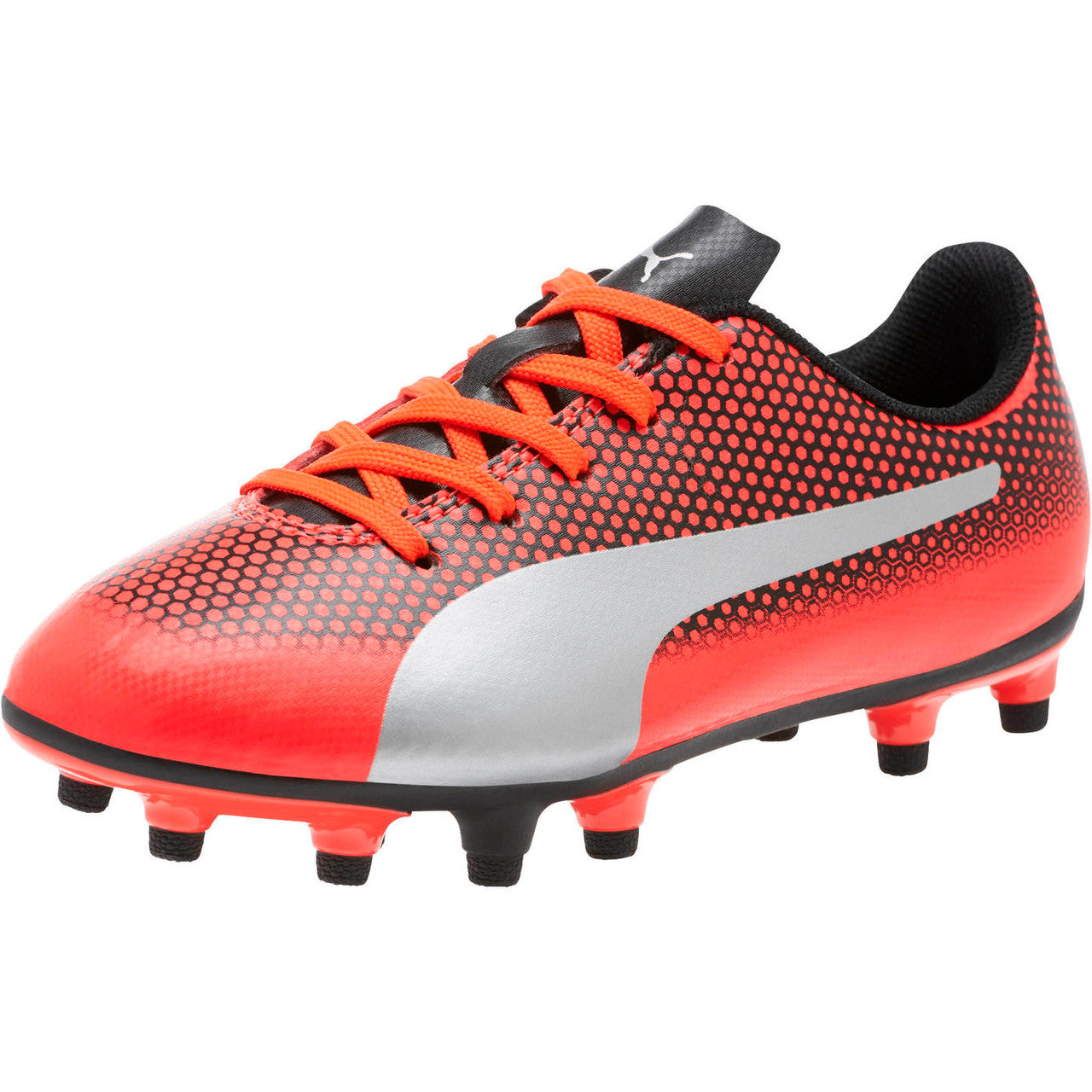 Puma Junior Spirit Fg - Red Blast/Silver Black Youth Firm Ground Red Blast/Silver/Black Youth 11 - Third Coast Soccer
