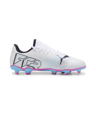 PUMA Junior Future 7 Play FG/AG - White/Black/Poison Pink Youth Footwear - Third Coast Soccer
