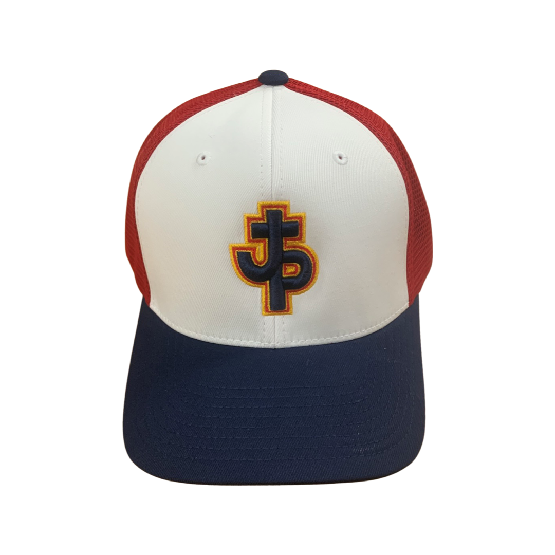 PJP Flex-Fit Trucker Hat Pope John Paul White/Navy/Red Gold Pjp - Third Coast Soccer