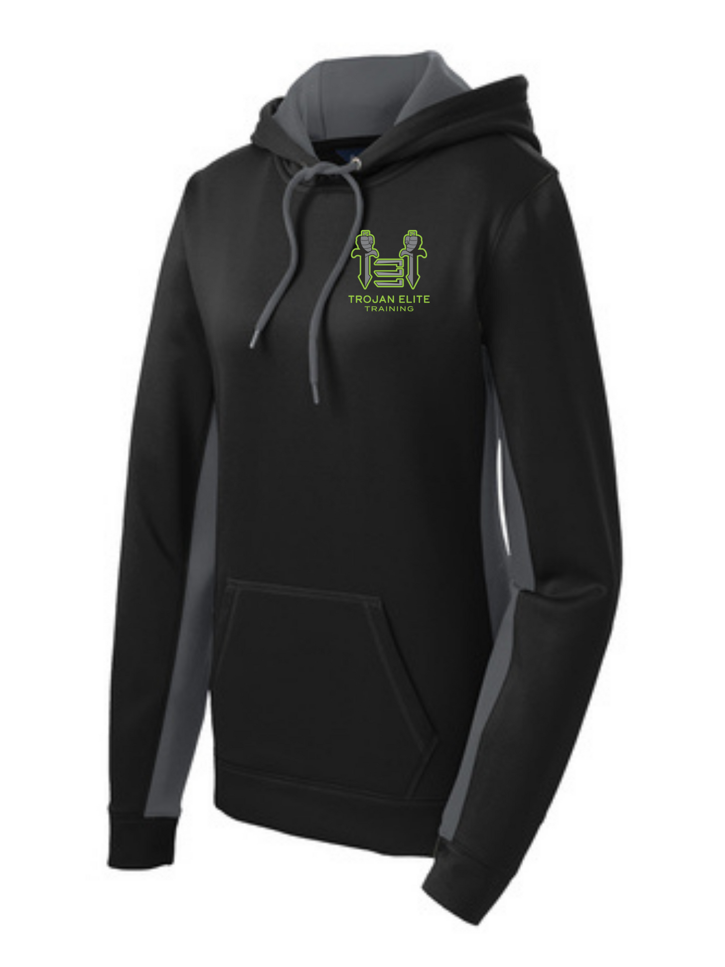 Sport-Tek Trojan Elite Womens Hooded Pullover Training Wear Black/Charcoal Womens 2Xl - Third Coast Soccer