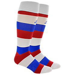adidas Metro Hoop OTC Sock - White/Bold Blue/Power Red Socks Small (5-7, 8-9, Etc.) White/Bold Blue/Power Red - Third Coast Soccer
