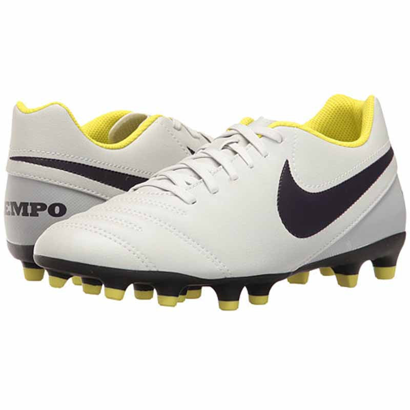 Nike Women's Tiempo Rio III FG - Pure Platinum/Purple Dynasty/Electrolime Womens Firm Ground Platinum/Purple/Electrolime Womens 6.5 - Third Coast Soccer