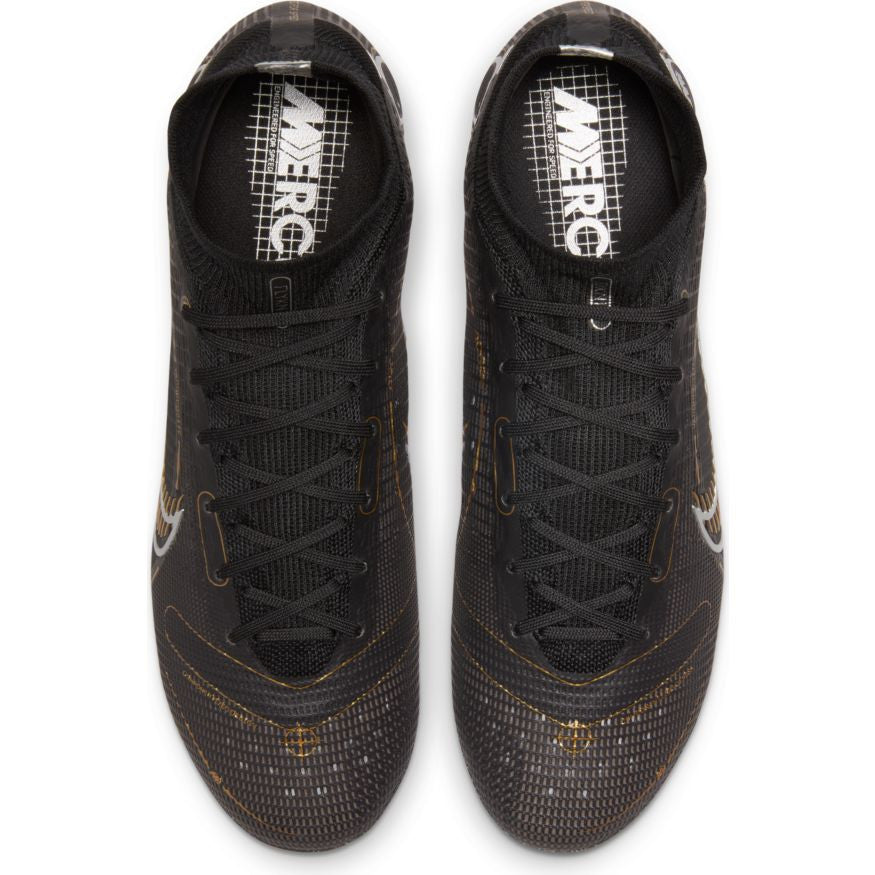 Nike Merc Superfly 8 Elite FG Mens Footwear Mens 9.5 Black/Metallic Gold/Mtlc Silve - Third Coast Soccer
