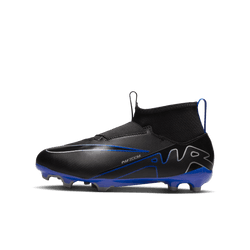 Nike Junior Zoom Mercurial Superfly 9 Academy FG - Black/Chrome/Hyper Royal Youth Firm Ground - Third Coast Soccer