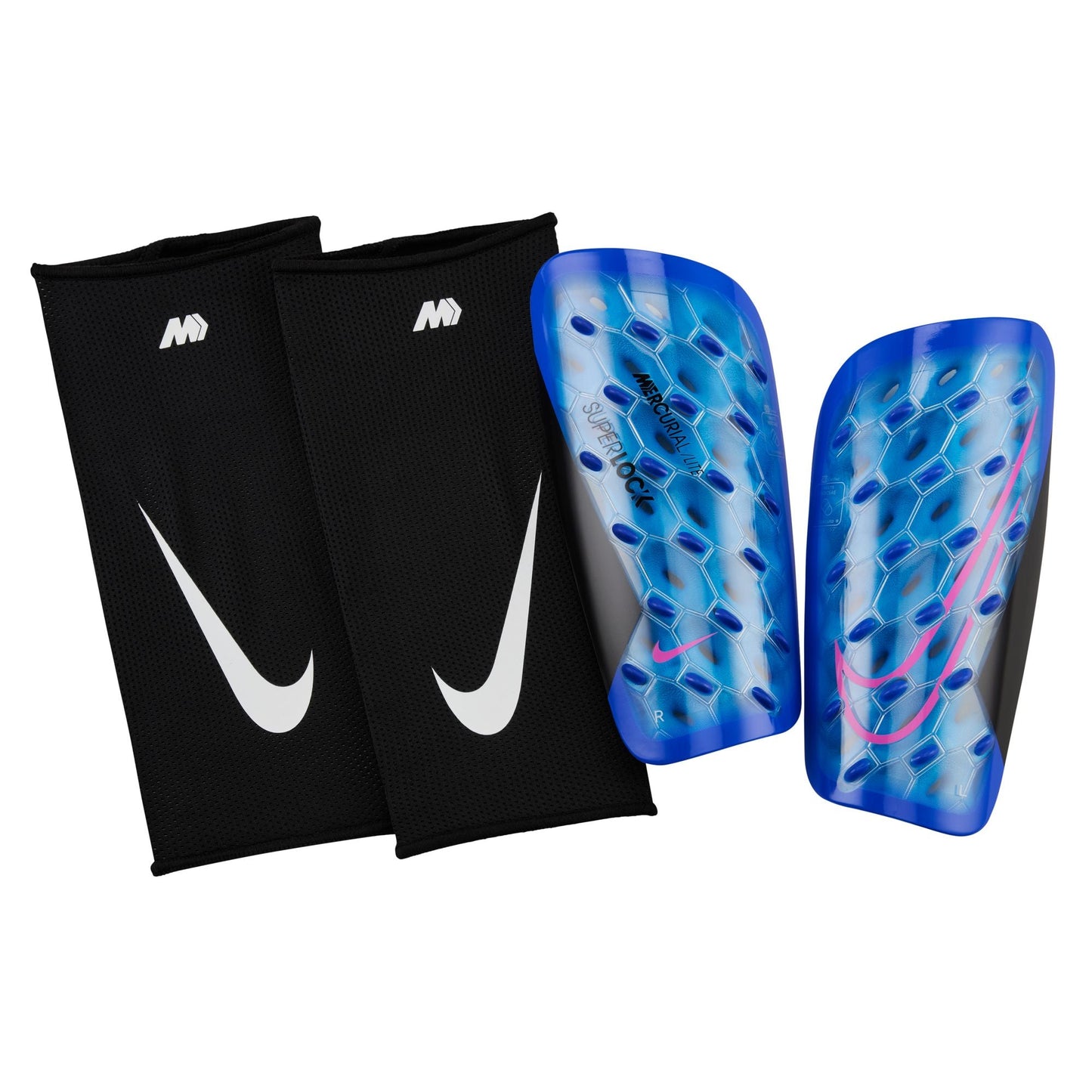 Nike Mercurial Lite Superlock Shin Guard - Blue/Black/Pink Adult Shinguards - Third Coast Soccer