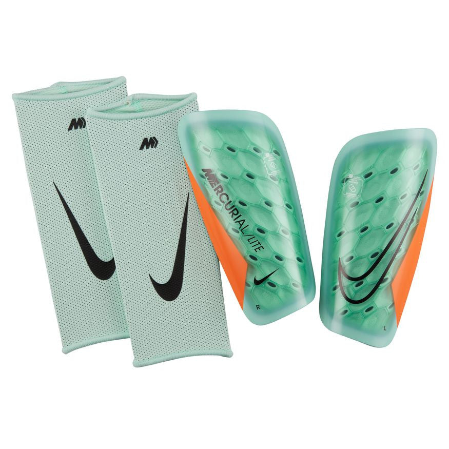 Nike Mercurial Lite Shinguard - Mint Foam/Total Orange Adult Shinguards Small Mint Foam/Total Orange/Black - Third Coast Soccer