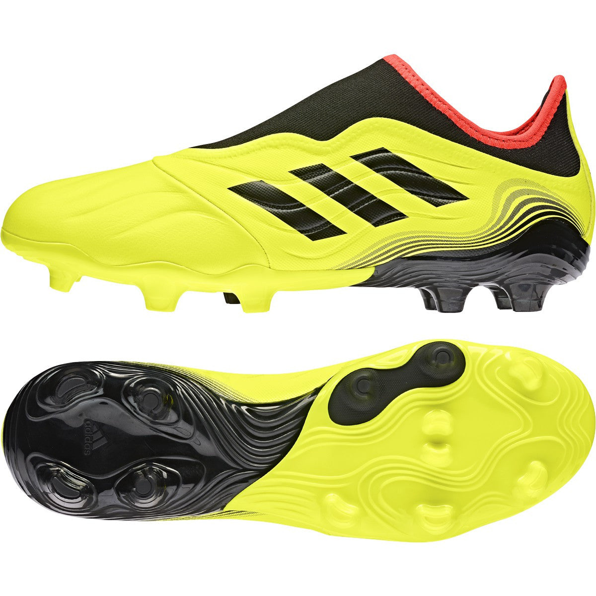 adidas Copa Sense.3 Laceless FG - Solar Yellow/Black/Solar Red Men's Footwear Closeout - Third Coast Soccer