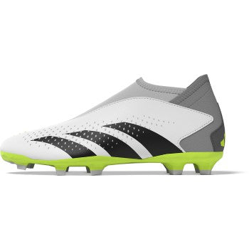 adidas Junior Predator Accuracy.3 Laceless FG - White/Black/Lucid Lemon Youth Footwear - Third Coast Soccer