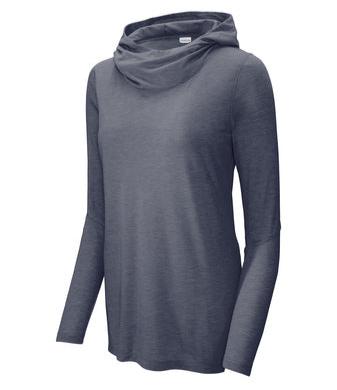 Sport-Tek Women's PosiCharge Long-Sleeve Hoodie Training Wear True Navy Heather Womens XSmall - Third Coast Soccer