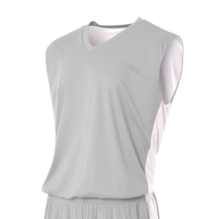 A4 Youth Reversible Moisture Management Jersey Jerseys Silver/White Youth Small - Third Coast Soccer