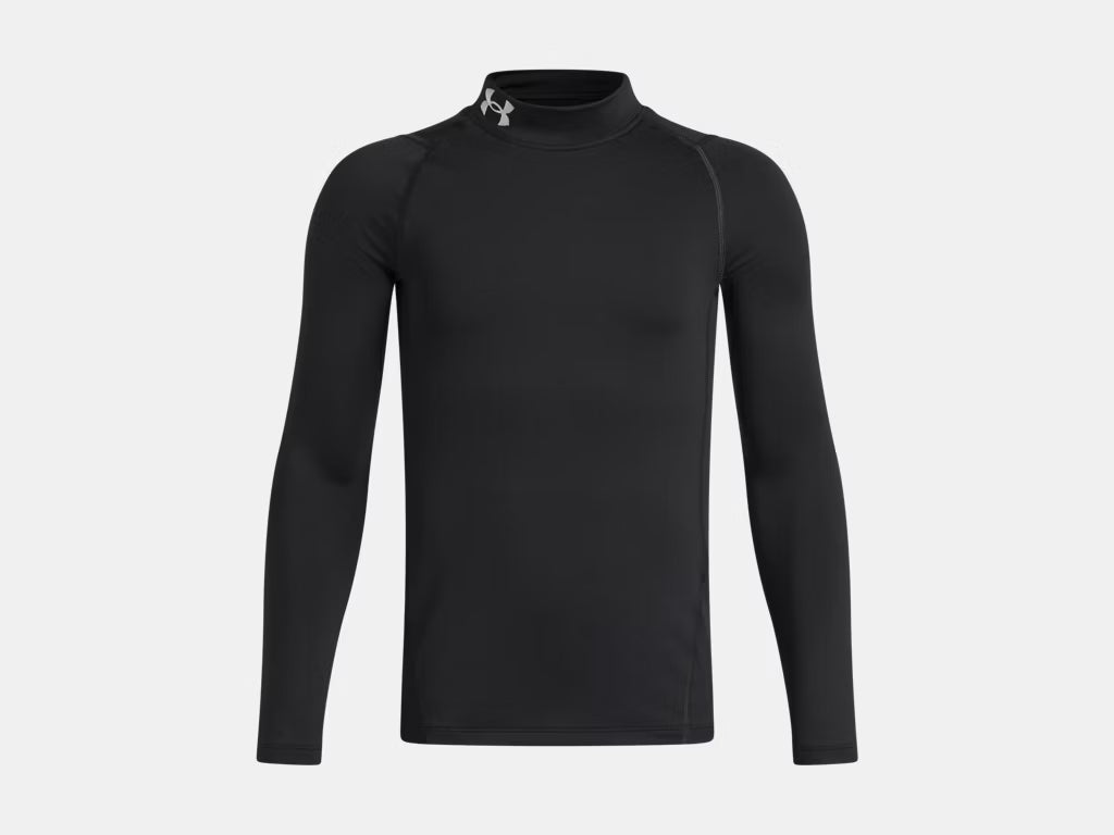 UA ColdGear® Boys' Mock Long Sleeve Training Wear Black Youth Small - Third Coast Soccer