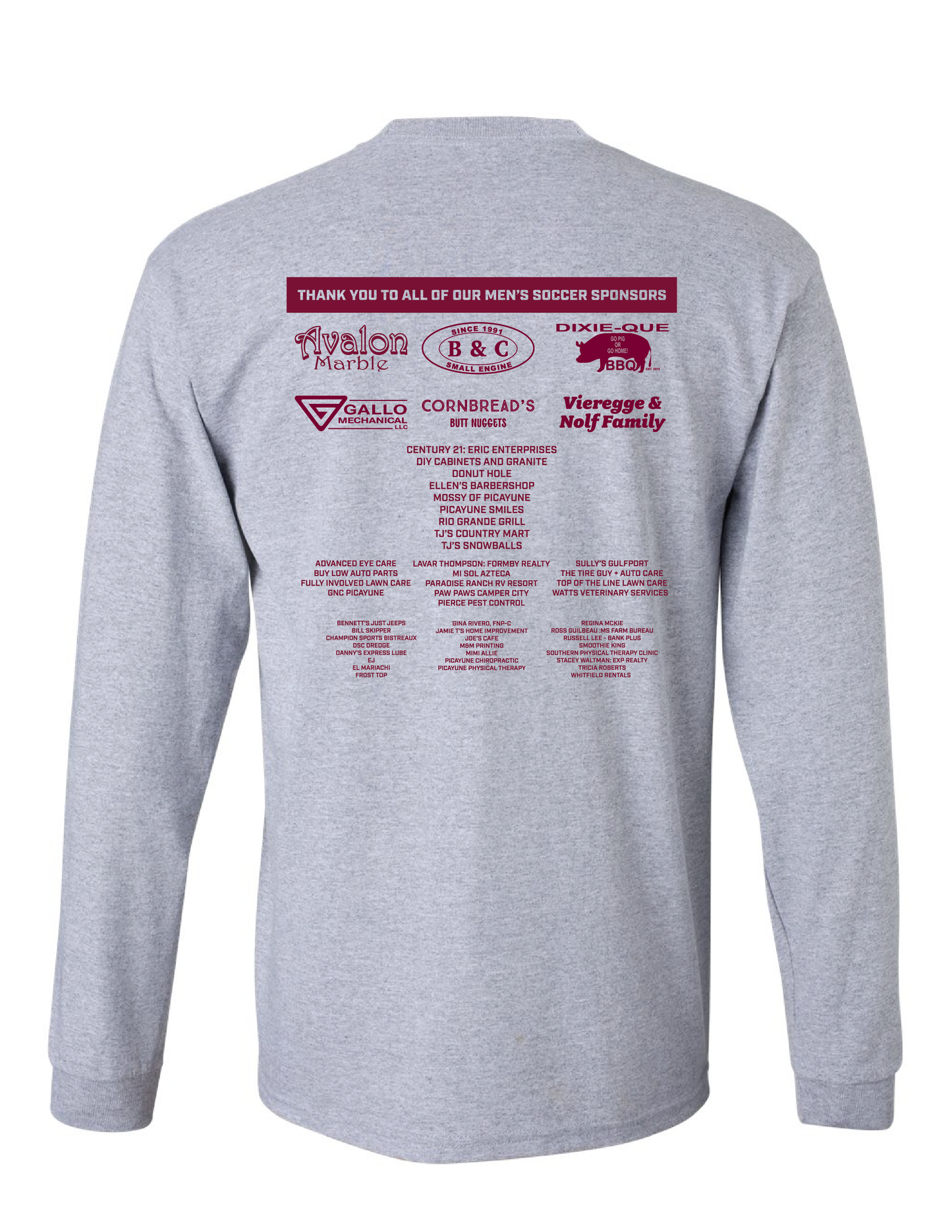 Picayune High School Long-Sleeve Shirt with Sponsors PMHS SW - Third Coast Soccer