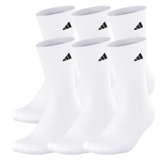 adidas Superlite 3.0 6-Pack Crew - White Socks - Third Coast Soccer