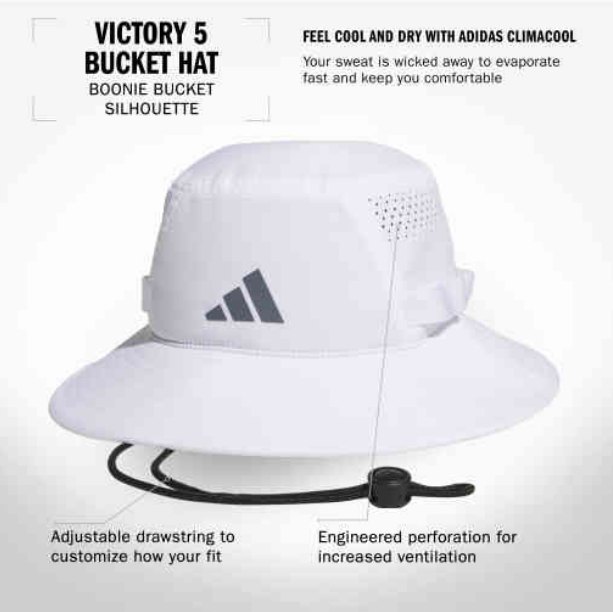 adidas Men's Victory 5 Bucket Hat - White Hats - Third Coast Soccer