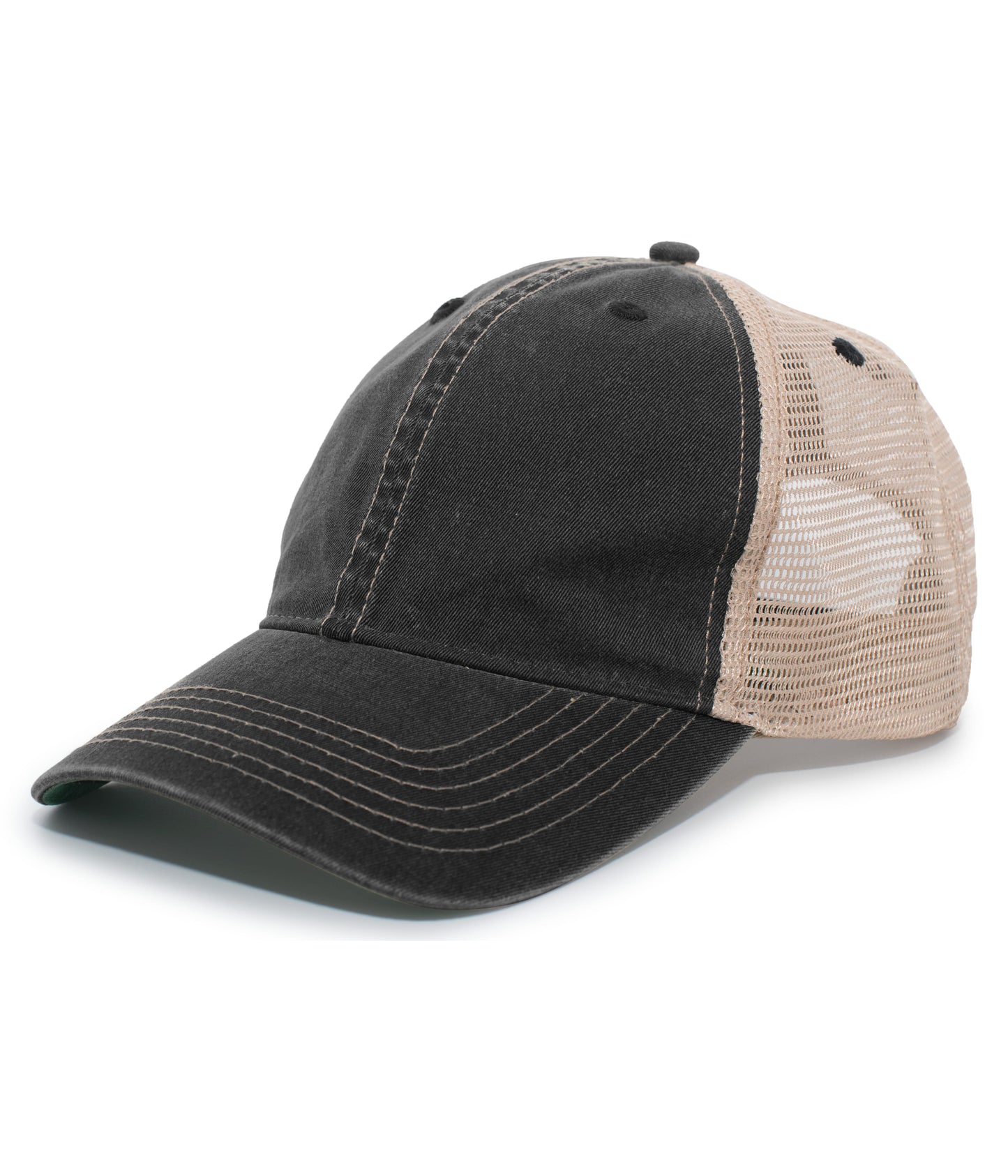 Pacific Headwear Vingtage "Dirty" Trucker Snapback Hats Black/Tan/Black - Third Coast Soccer