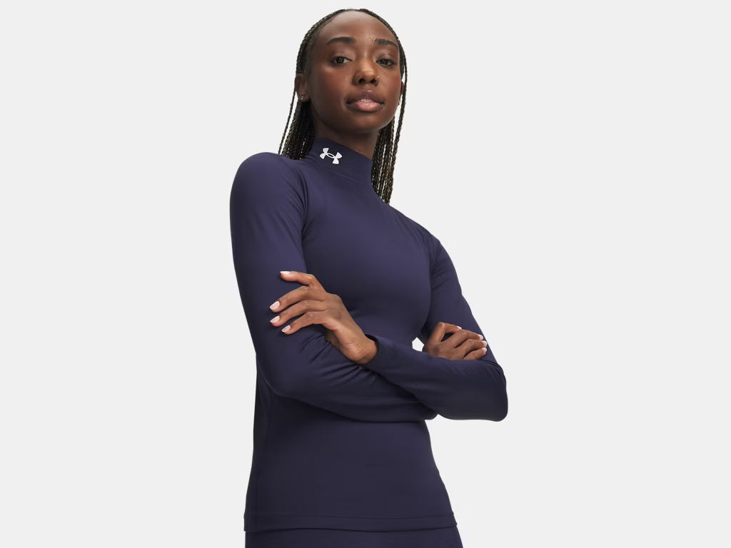 UA ColdGear® Women's Mock Long Sleeve Training Wear Navy Womens XSmall - Third Coast Soccer
