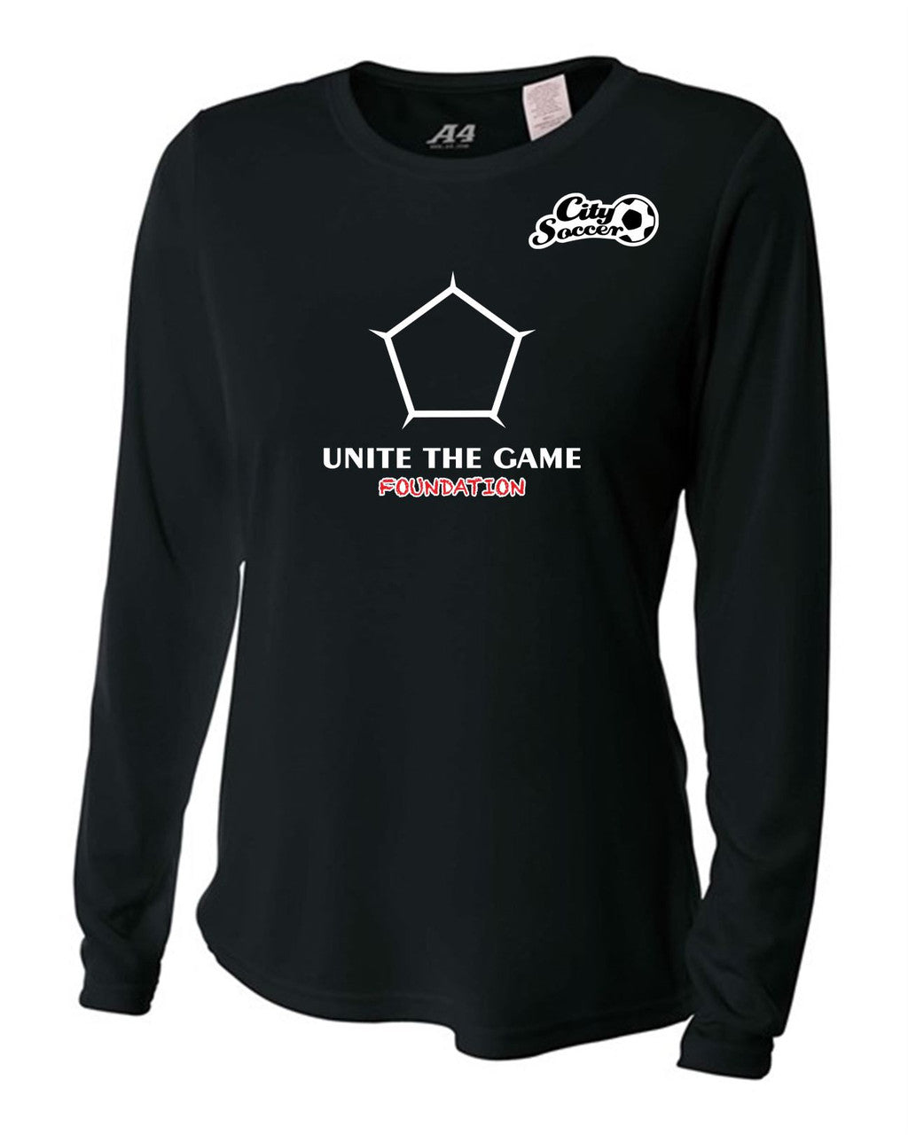 A4 City Soccer Womens Long-Sleeve Performance Shirt City Soccer Womens Small Black - Third Coast Soccer