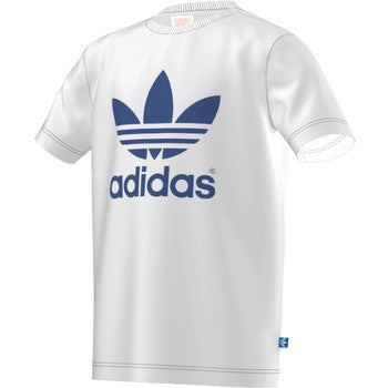adidas Junior Trefoil Tee - White/Blue T-Shirts Youth Extra Extra Small White/Eqt Blue - Third Coast Soccer