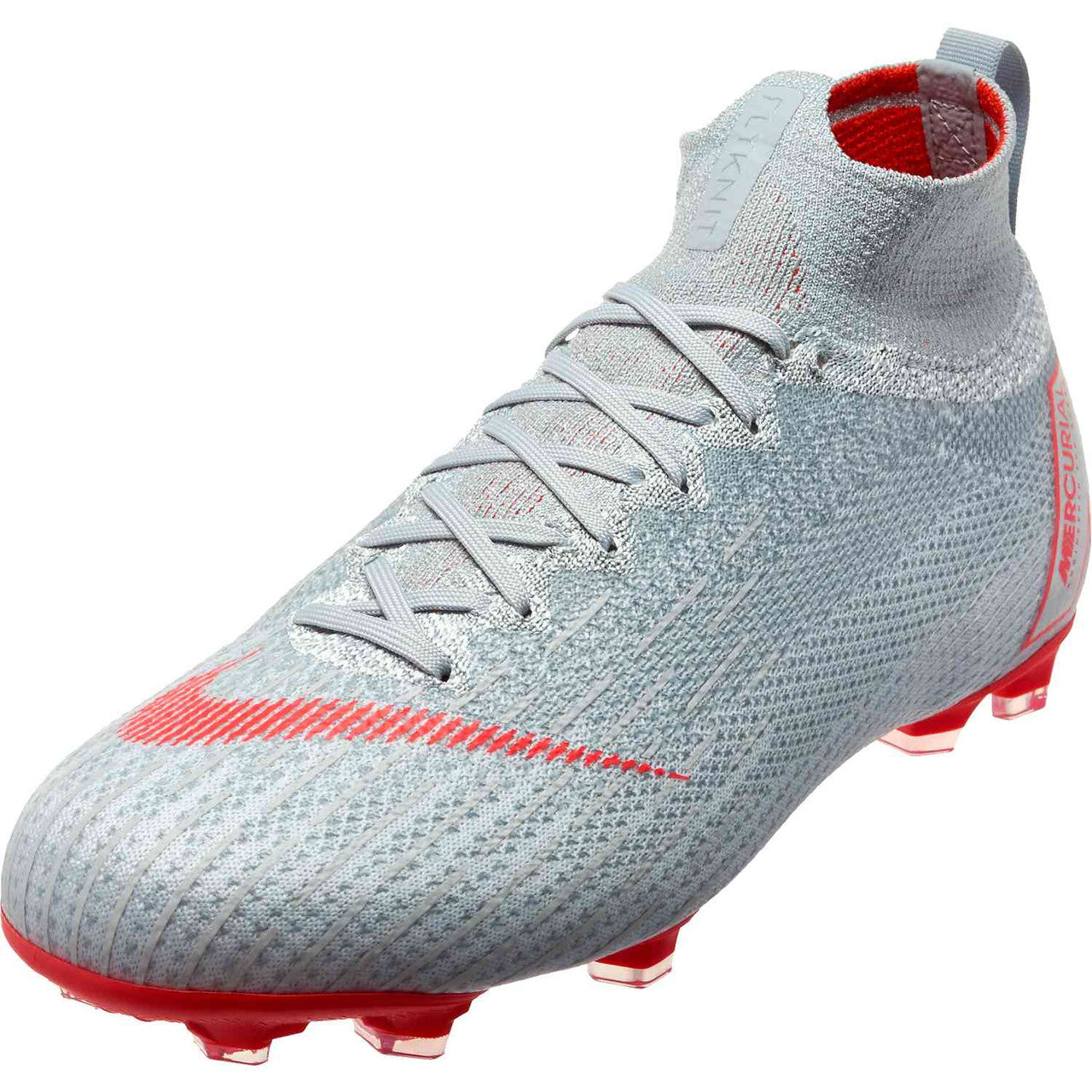 Nike Junior Superfly 6 Elite Fg - Wolf Grey/Crimson/Pure Platinum/Metallic Silver Youth Firm Ground Youth 4 Wolf Grey/Crimson/Platinum - Third Coast Soccer