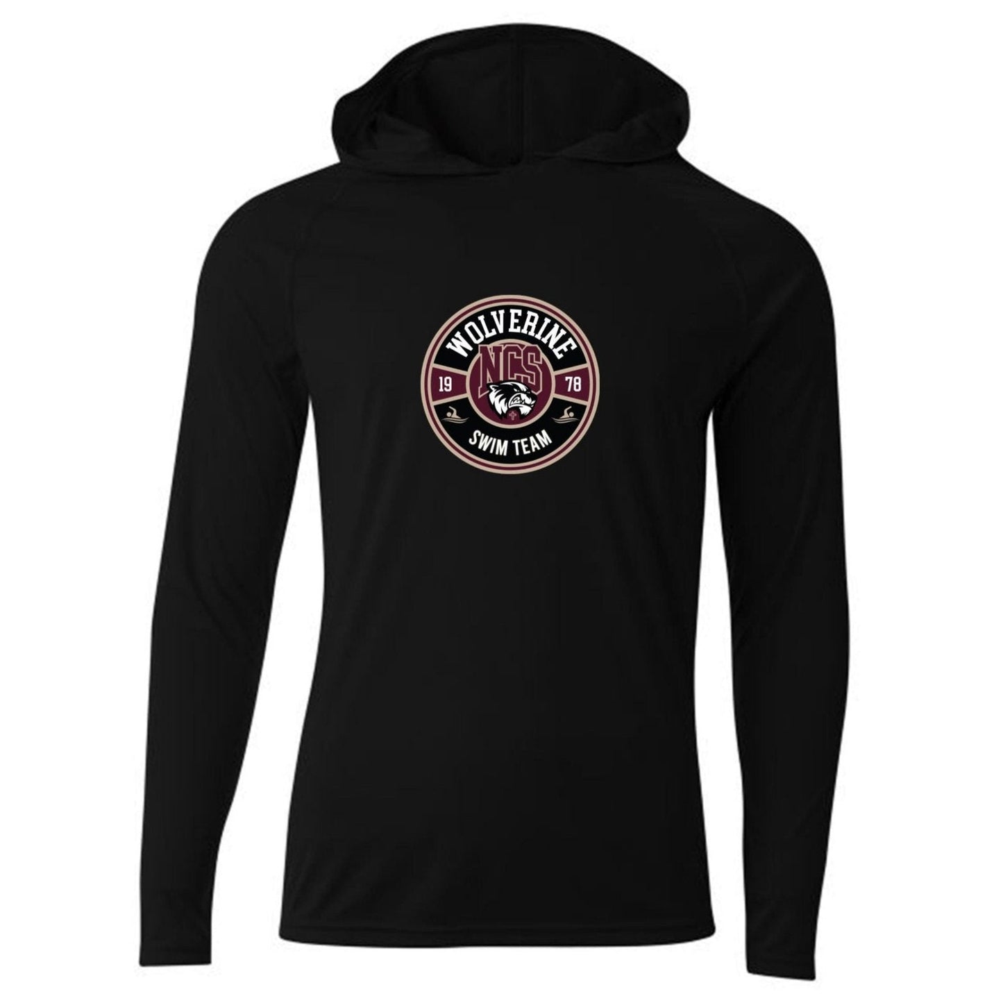 A4 NCS Swimming Men's Cooling Performance Long Sleeve Hooded Tee - Black NCS Swimmimg - Third Coast Soccer