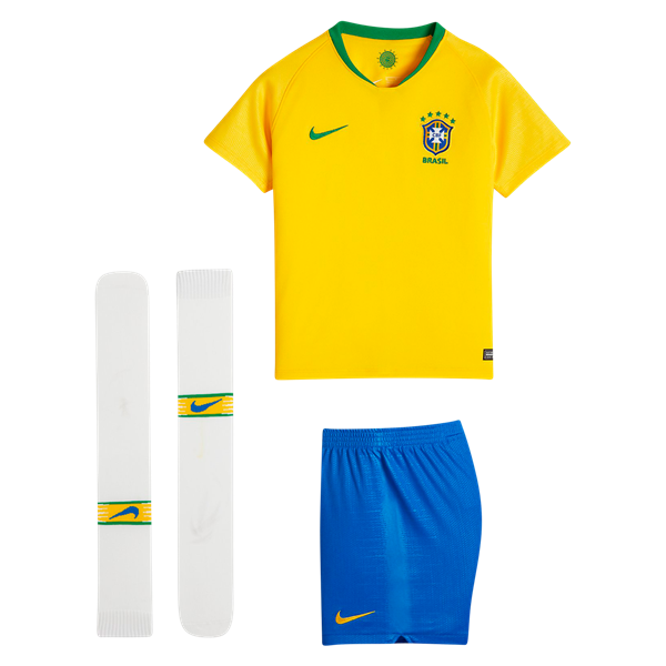 Nike Brasil 2018 Home Mini Kit International Replica Midwest Gold/Lucky Green Youth Extra Small - Third Coast Soccer