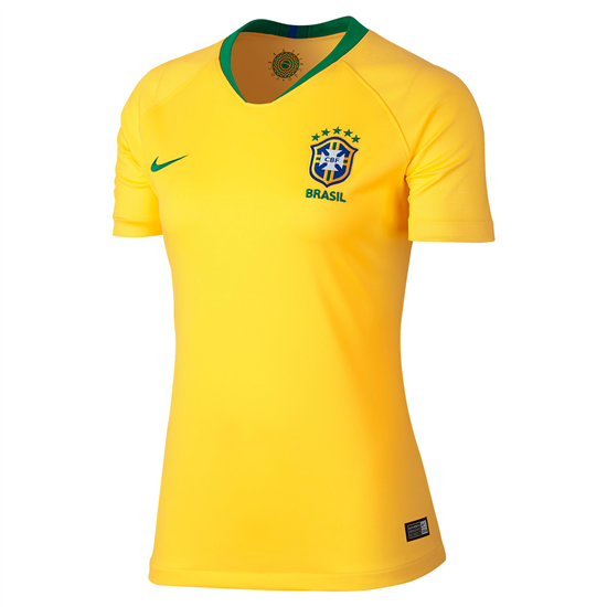 Nike Women'S Brazil 2018 Home Jersey International Replica Midwest Gold/Lucky Green Womens Extra Small - Third Coast Soccer