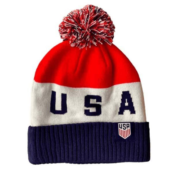 Nike U.S. Soccer Pom Beanie Hats White One Size Fits All - Third Coast Soccer