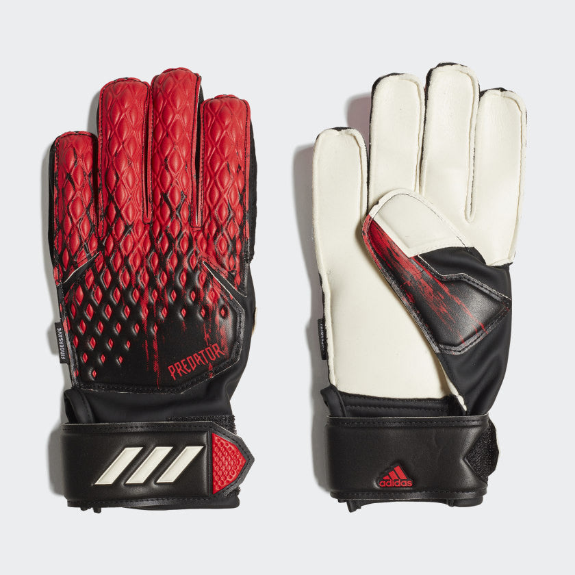 adidas Predator Fingersave Junior Match Goalkeeper Glove Gloves Size 7 Black/Active Red - Third Coast Soccer