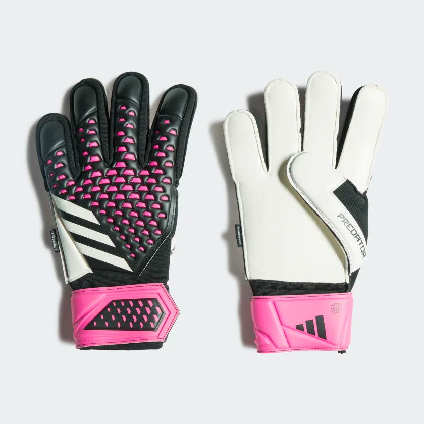 adidas Predator Match Fingersave GK Glove - Black/White/Shock Pink Gloves - Third Coast Soccer