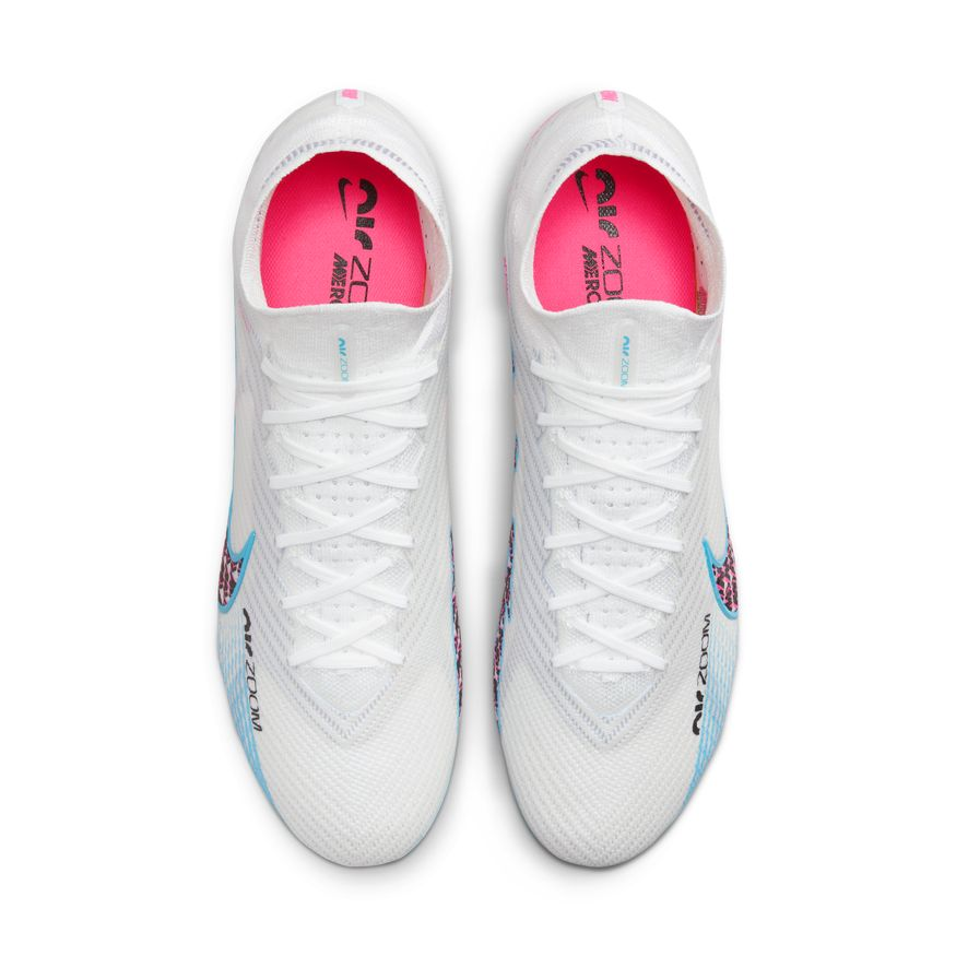 Nike Zoom Mercurial Superfly 9 Elite FG - White/Baltic Blue/Pink Blast Mens Footwear Mens 9.5 White/Baltic Blue/Pink Blast - Third Coast Soccer