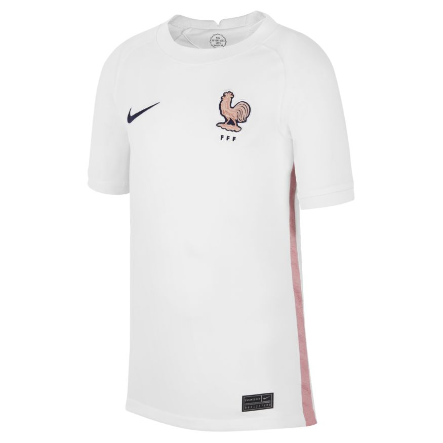 Nike Youth France Away Jersey 22/23 International Replica Closeout White/Pink Glaze/Blackened Blu Youth Small - Third Coast Soccer