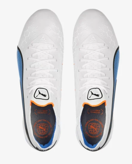 Puma King Ultimate FG/AG - White/Black/Blue Glimmer Mens Footwear Mens 7.5 White/Black/Blue Glimmer - Third Coast Soccer