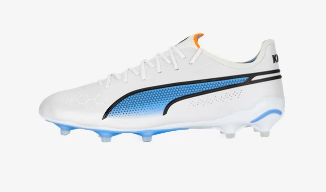 Puma King Ultimate FG/AG - White/Black/Blue Glimmer Mens Footwear Mens 9 White/Black/Blue Glimmer - Third Coast Soccer
