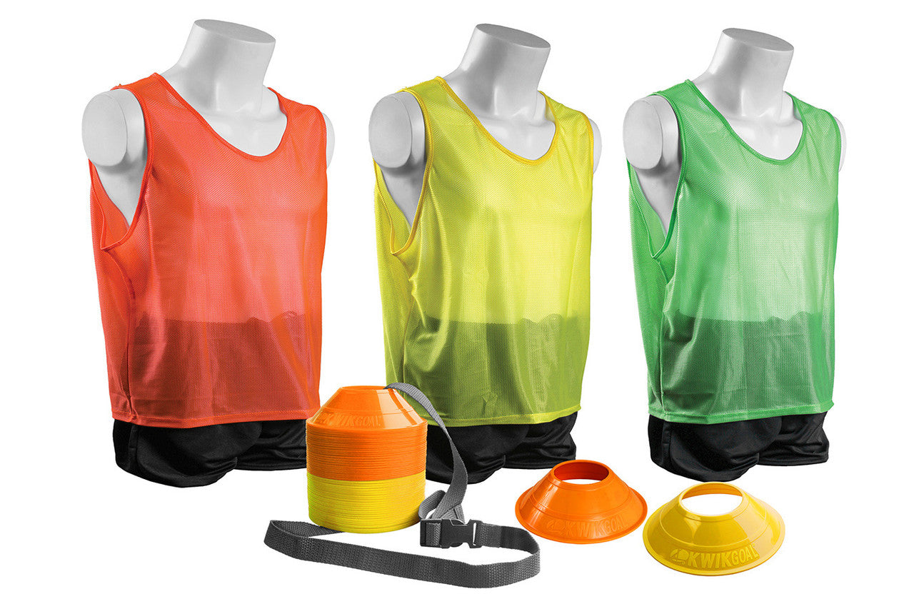 KWIKGOAL Mini Cone & Vest Pack - Orange/Yellow/Green Coaching Accessories Adult - Third Coast Soccer