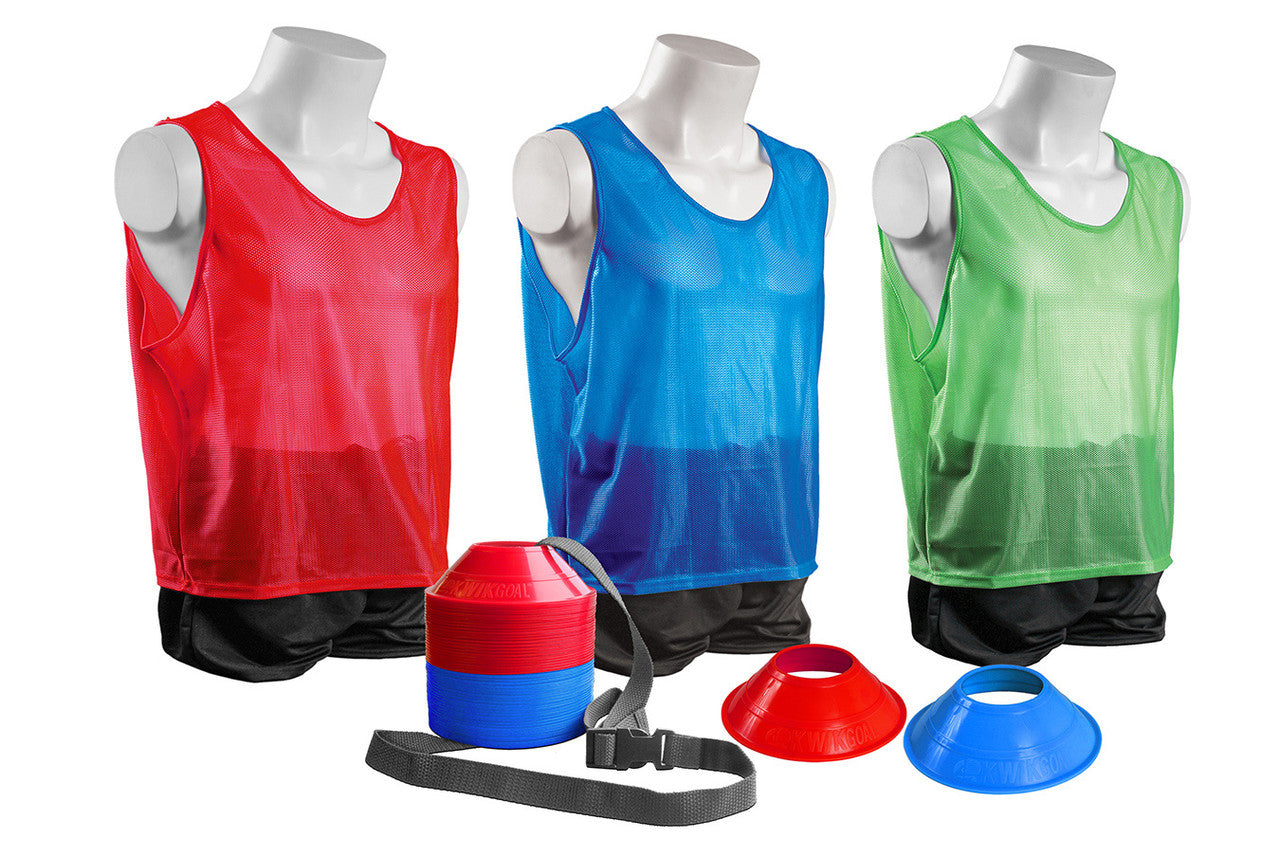 KWIKGOAL Mini Cone & Vest Pack - Red/Blue/Green Coaching Accessories Adult - Third Coast Soccer
