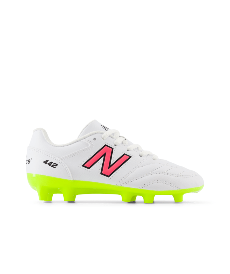 New Balance 442 V2 Academy Junior FG - White/Pink Youth Footwear - Third Coast Soccer
