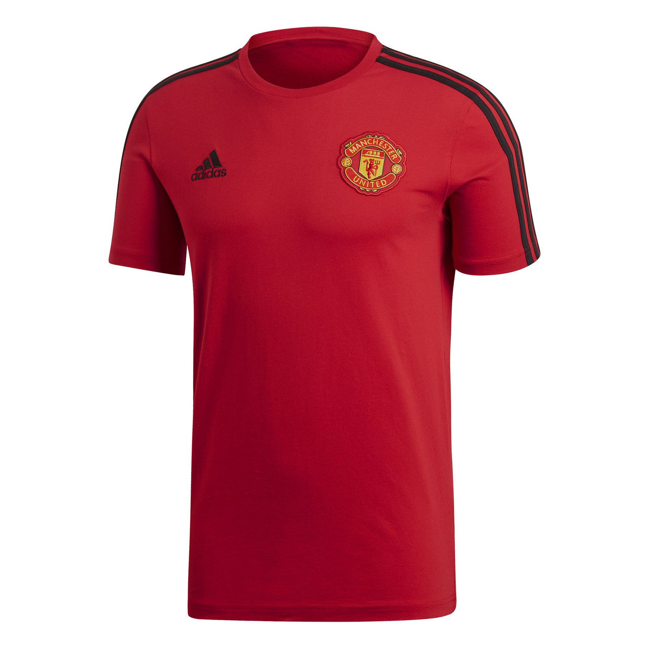 adidas Manchester United 3-Stripe Tee 18/19 Club Replica Mens Small Real Red/Black - Third Coast Soccer
