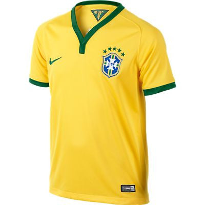 Nike Brazil Home Jersey 13/14 International Replica Varsity Maize/Pine Green Small - Third Coast Soccer