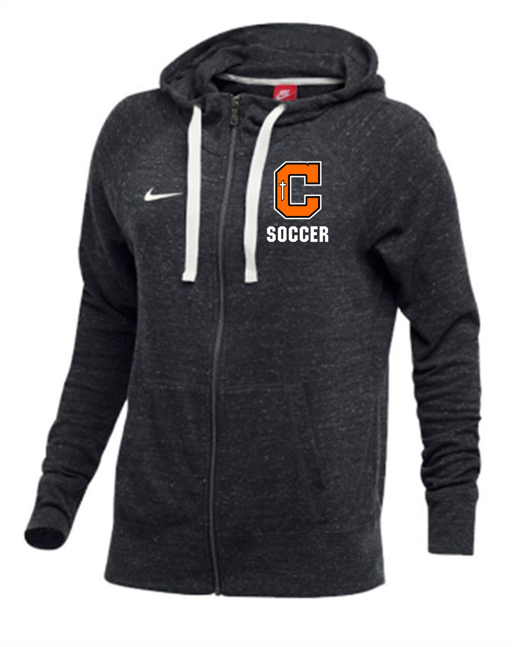 Nike Catholic BR Women's Vintage Full Zip Hoody - Anthracite Catholic HS BR Womens Extra Small Anthracite/White - Third Coast Soccer