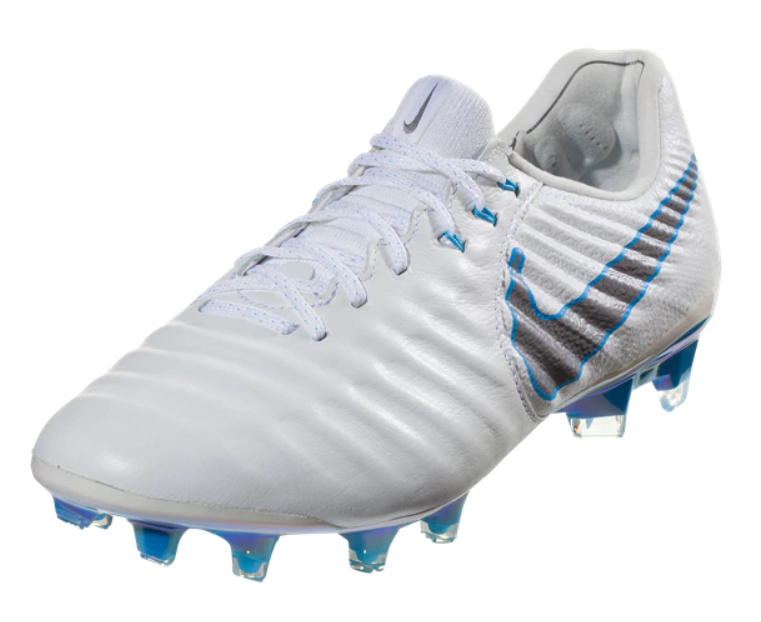 Nike Legend 7 Elite FG - White/Metallic Cool Grey/Blue Hero Mens Firm Ground White/Mtlc Cool Grey/Blue Hero Mens 6.5 - Third Coast Soccer