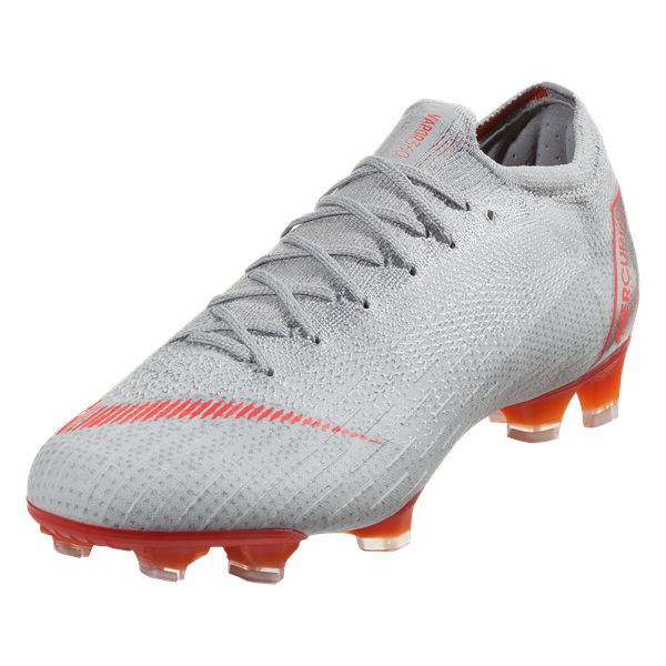 Nike Mercurial Vapor 12 Elite FG Soccer Cleat - Wolf Grey/Crimson/Pure Platinum/Metallic Silver Mens Firm Ground Mens 6.5 Wolf Grey/Crimson/Platinum - Third Coast Soccer