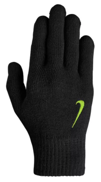Nike YA Swoosh Knit Glove Player Accessories Black/Volt Small/Medium - Third Coast Soccer