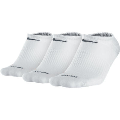 Nike Dri-Fit Cushion No Show Show 3-Pack Medium Socks Medium (8-10, 9-11, Etc.) White - Third Coast Soccer