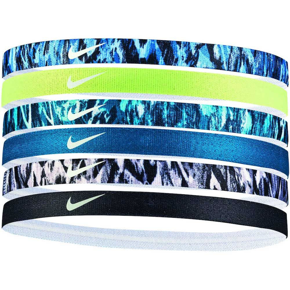 Nike Printed Headbands Assorted 6 Pack Player Accessories Blue/Volt Glow/Geode Teal - Third Coast Soccer