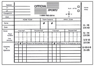 Official Sport Report Forms Referee Accessories One Size Fits All - Third Coast Soccer