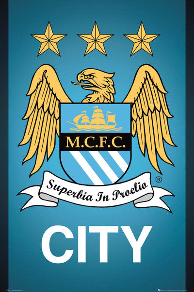 Manchester City Crest Poster Posters 24" X 36" - Third Coast Soccer