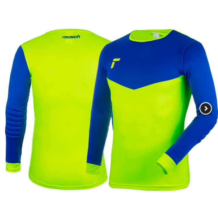 Reusch Match II Padded Goalkeeper Jersey Goalkeeper Safety Yellow/Deep Blue Mens Small - Third Coast Soccer