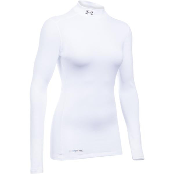 UA Women's HeatGear Fitted Long Sleeve Mock St. Michaels Girls White Womens Extra Small - Third Coast Soccer