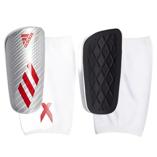 adidas X Pro Shinguard - Silver Metallic/Hi-Res Red/Black Adult Shinguards - Third Coast Soccer