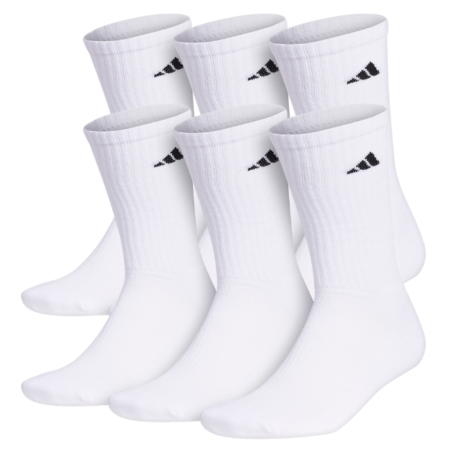 adidas Men's Athletic Cushioned Crew - White Socks   - Third Coast Soccer